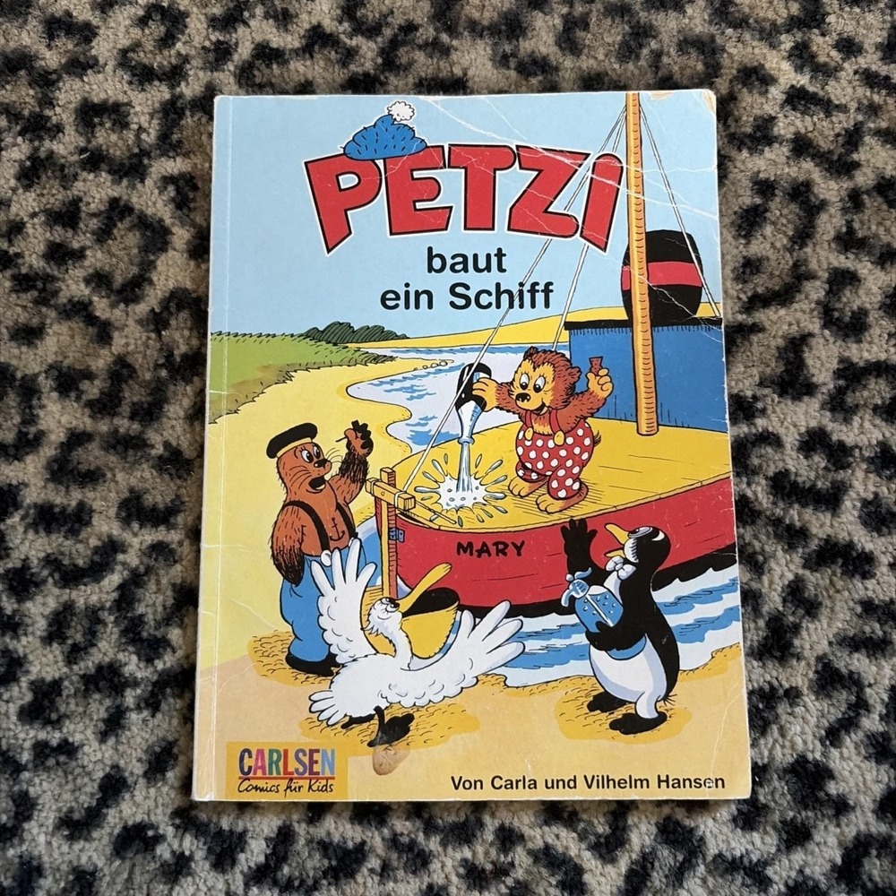 Petzi baut ein Schiff 1998 Carlsen German Children's Book Carla & Vilhelm Hansen